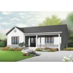 Traditional House Plan Front of Home - Clarendon Lane Ranch Home 032D-1039 - Search House Plans and More