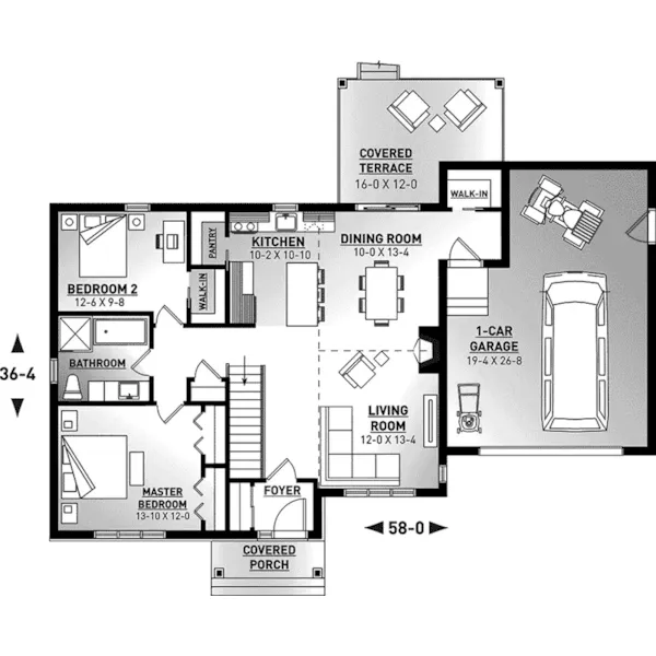 Mountain House Plan First Floor - Atmore Bay Craftsman Home 032D-1040 - Shop House Plans and More