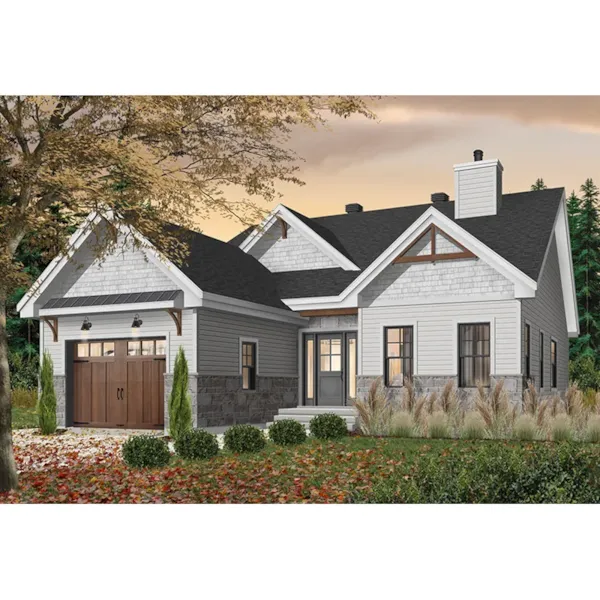 Ranch House Plan Front Photo 01 - Carefree Canyon Craftsman Home 032D-1042 - Shop House Plans and More