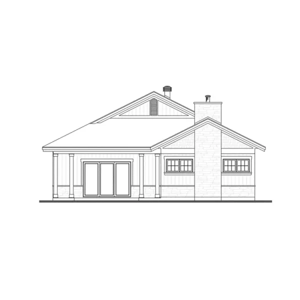 Ranch House Plan Rear Elevation - Collins Mill Craftsman Home 032D-1043 - Shop House Plans and More