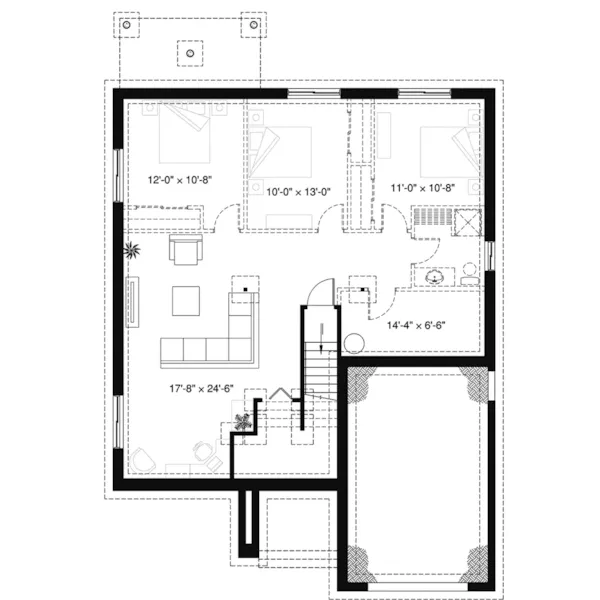 Modern House Plan Lower Level Floor - Dawes Modern Home 032D-1044 - Shop House Plans and More