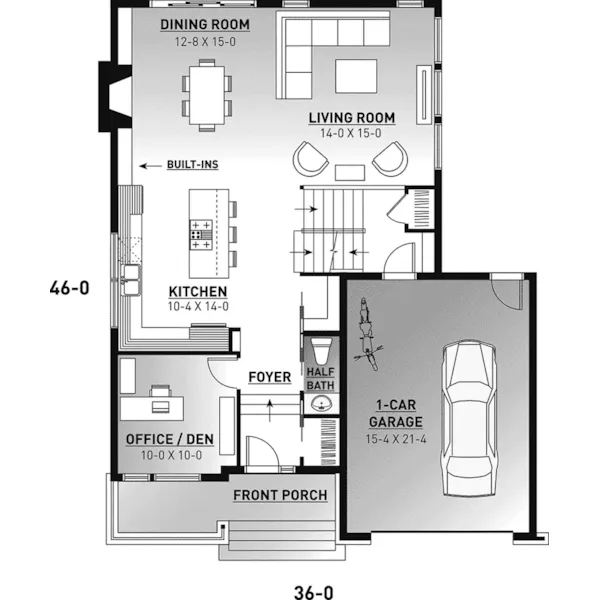 Modern House Plan First Floor - Gabes Pier Modern Home 032D-1045 - Shop House Plans and More