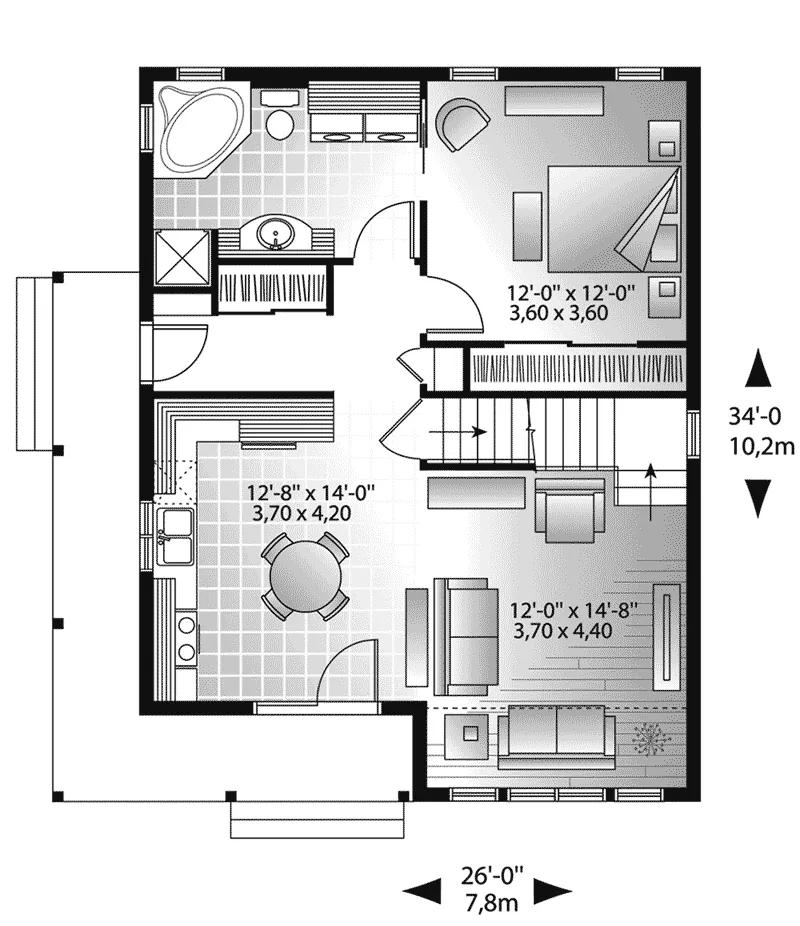 Rustic House Plan First Floor - 032D-1046 - Shop House Plans and More