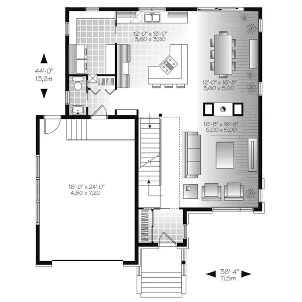 Contemporary House Plan First Floor - Orville Hill Two-Story Home 032D-1049 - Shop House Plans and More