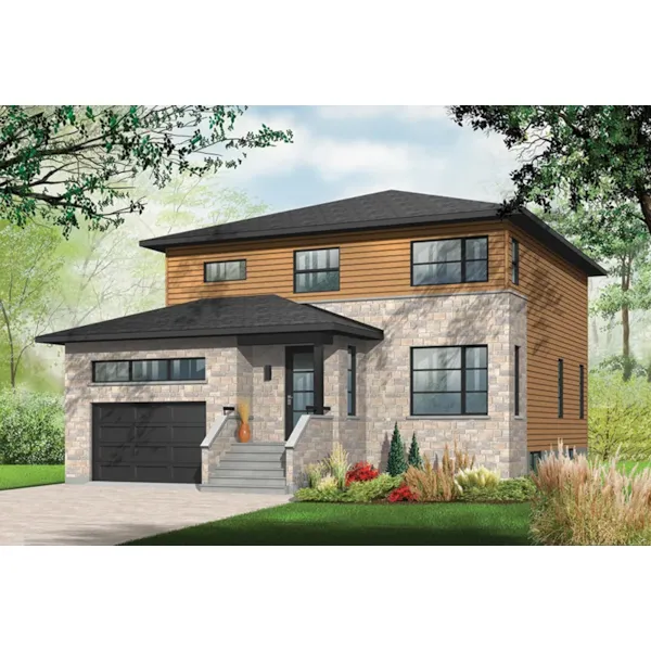 Contemporary House Plan Front of Home - Orville Hill Two-Story Home 032D-1049 - Shop House Plans and More