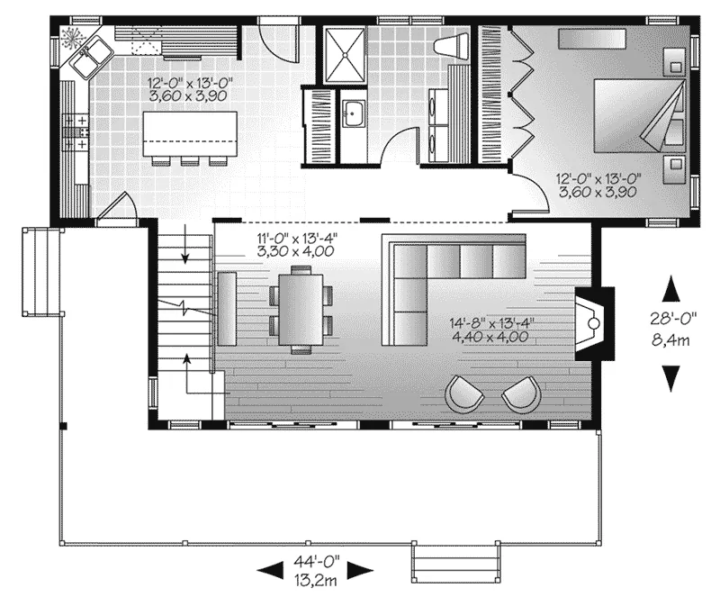 Rustic House Plan First Floor - 032D-1050 - Shop House Plans and More