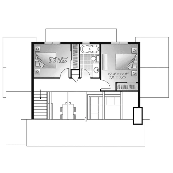 Lake House Plan Second Floor - Placid Cove Vacation Home 032D-1050 - Shop House Plans and More