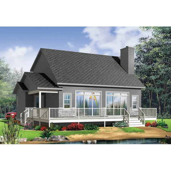 Lake House Plan Front of Home - Placid Cove Vacation Home 032D-1050 - Shop House Plans and More