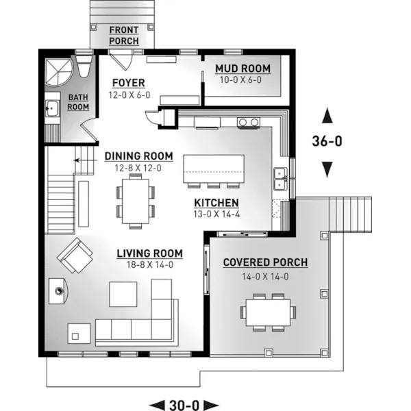 Lake House Plan First Floor - Sayer Pike Modern Home 032D-1051 - Shop House Plans and More