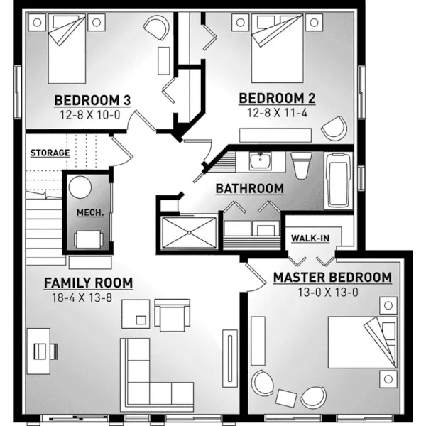 Lake House Plan Lower Level Floor - Sayer Pike Modern Home 032D-1051 - Shop House Plans and More