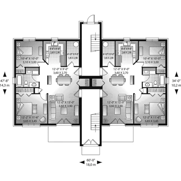 Contemporary House Plan First Floor - McLeans Point Multi-Family Home 032D-1052 - Shop House Plans and More