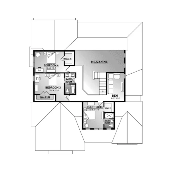 Florida House Plan Second Floor - Sayer Ridge Modern Farmhouse 032D-1053 - Shop House Plans and More