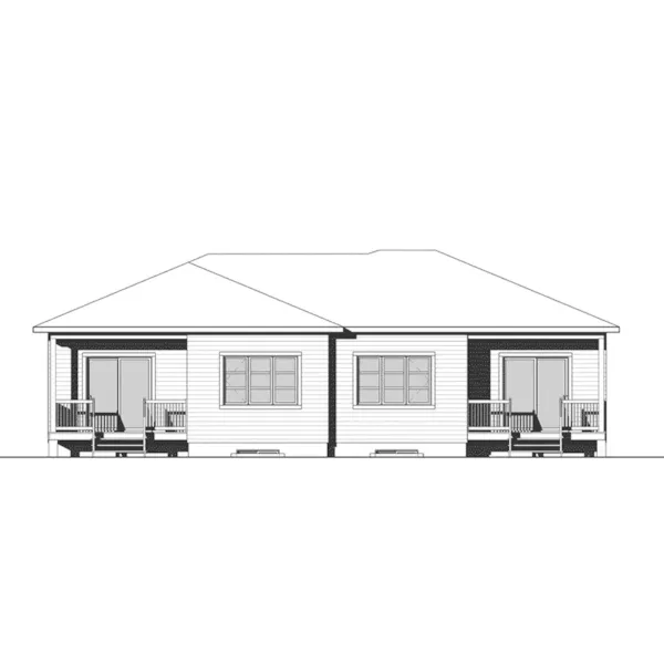 Country House Plan Rear Elevation - Carlow Place Duplex Home 032D-1056 - Shop House Plans and More