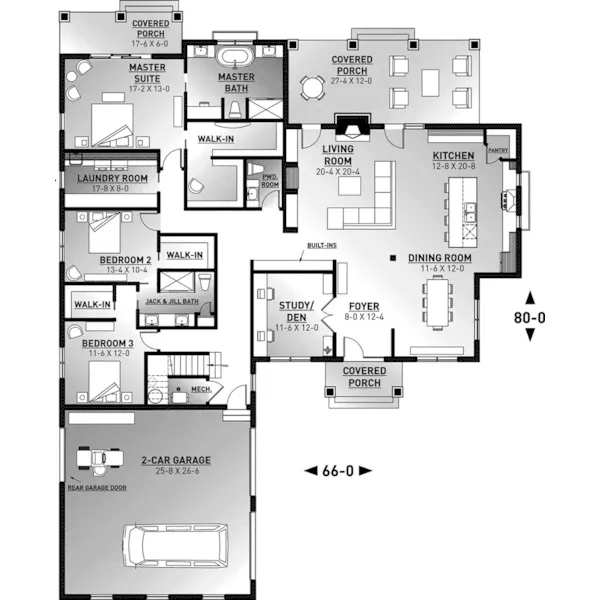 Farmhouse Plan First Floor - Shaw Spring Modern Farmhouse 032D-1060 - Shop House Plans and More