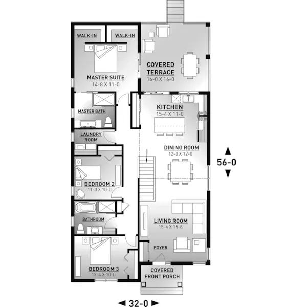 Craftsman House Plan First Floor - Moore Creek Ranch Home 032D-1063 - Shop House Plans and More