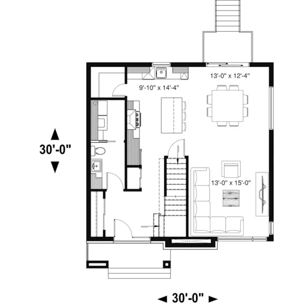 Rustic House Plan First Floor - Canoe Trail Rustic Modern Home 032D-1066 - Shop House Plans and More