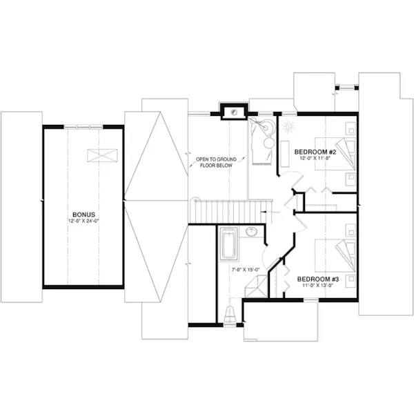 Bungalow House Plan Second Floor - Barron Pass Rustic Home 032D-1068 - Shop House Plans and More