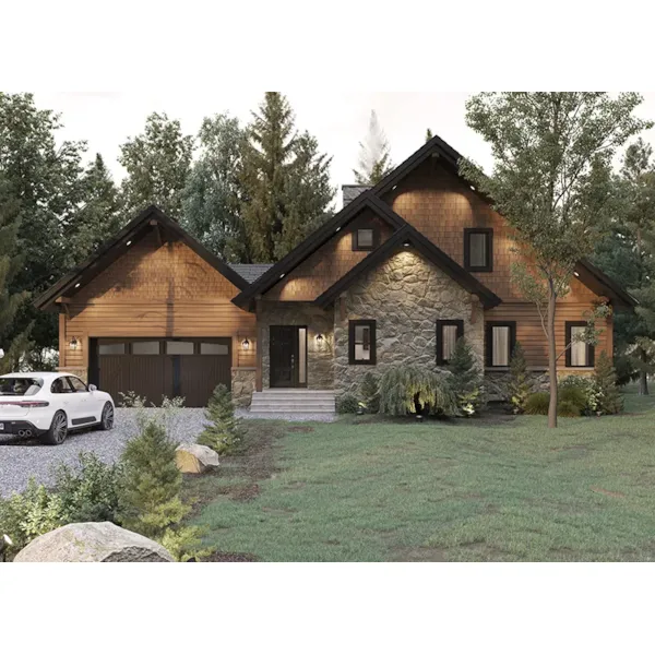 Bungalow House Plan Front of Home - Barron Pass Rustic Home 032D-1068 - Shop House Plans and More