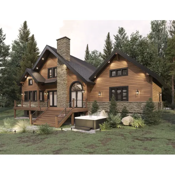 Bungalow House Plan Rear Photo 01 - Barron Pass Rustic Home 032D-1068 - Shop House Plans and More