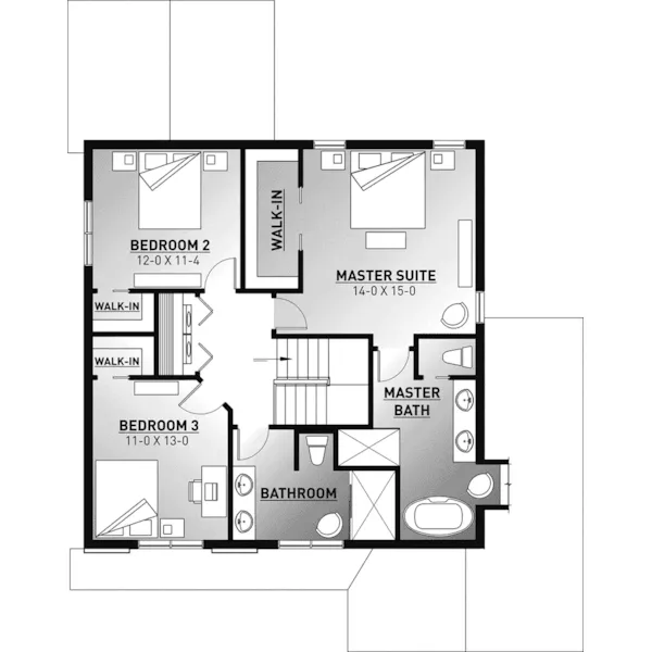 Colonial House Plan Second Floor - Belle Prairie Craftsman Home 032D-1070 - Shop House Plans and More