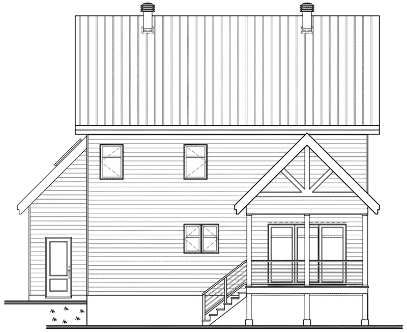 Craftsman House Plan Rear Elevation - 032D-1070 - Shop House Plans and More