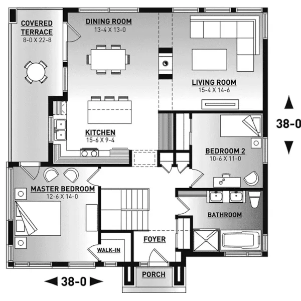 Rustic House Plan First Floor - Montero Modern Home 032D-1073 - Shop House Plans and More