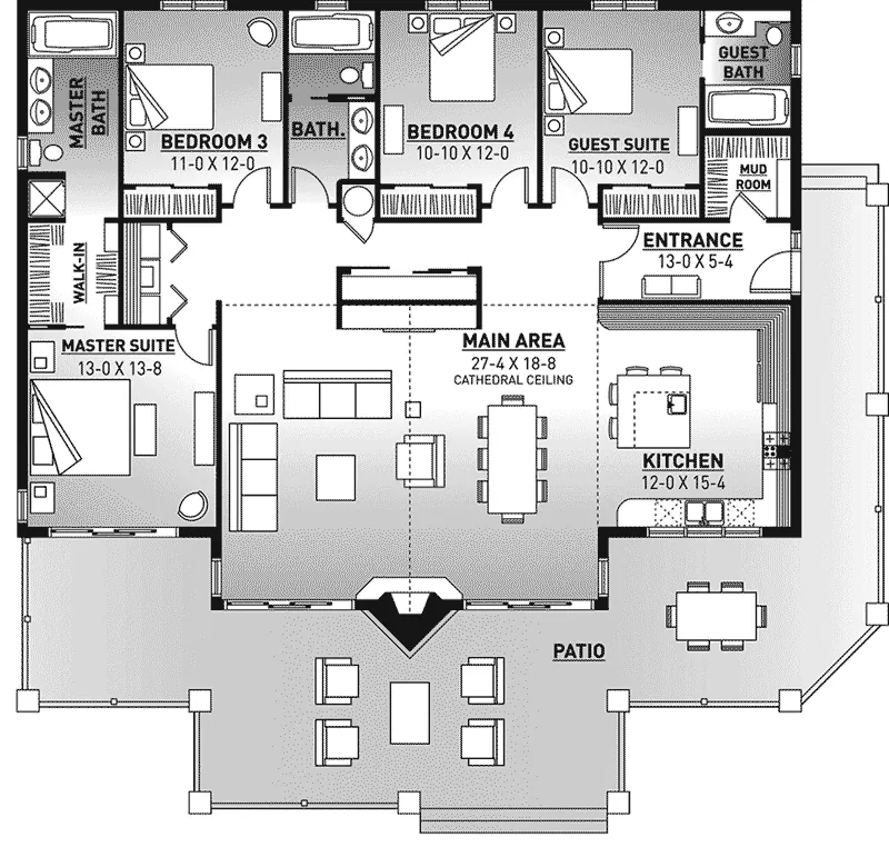 Modern House Plan First Floor - 032D-1076 - Shop House Plans and More