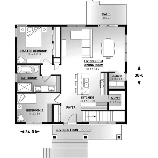 Cabin & Cottage House Plan First Floor - Somers Bay Craftsman Home 032D-1077 - Shop House Plans and More