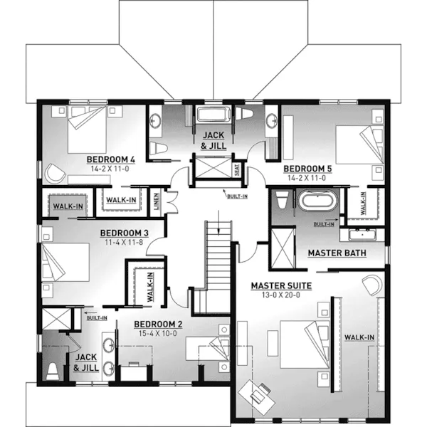 Modern Farmhouse Plan Second Floor - Holly Hollow Home 032D-1078 - Shop House Plans and More