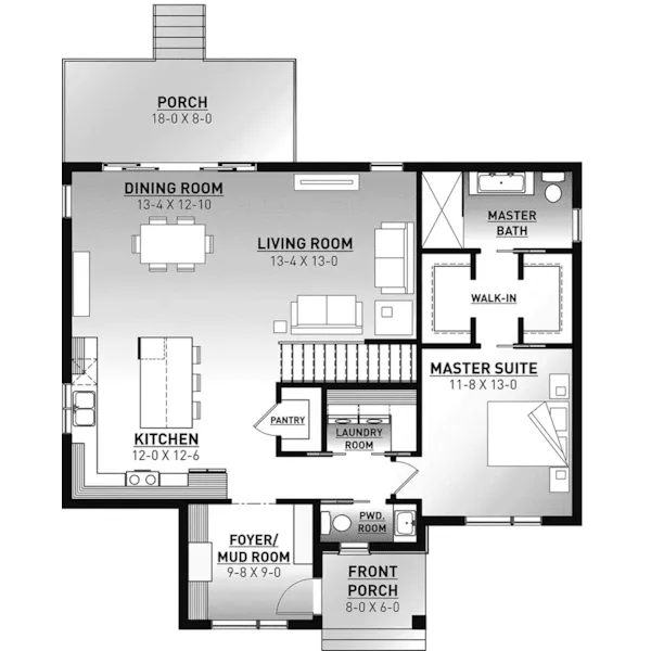 Beach & Coastal House Plan First Floor - Everett Bay Modern Home 032D-1080 - Shop House Plans and More