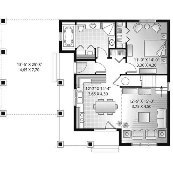 Cabin & Cottage House Plan First Floor - Clinton Lake Craftsman Home 032D-1082 - Shop House Plans and More