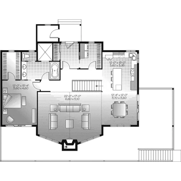 Rustic House Plan First Floor - Blue Water Bay Vacation Home 032D-1084 - Shop House Plans and More