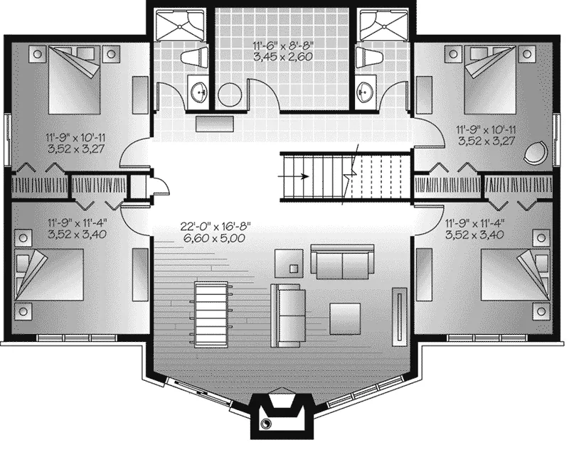 Cabin & Cottage House Plan Lower Level Floor - 032D-1084 - Shop House Plans and More