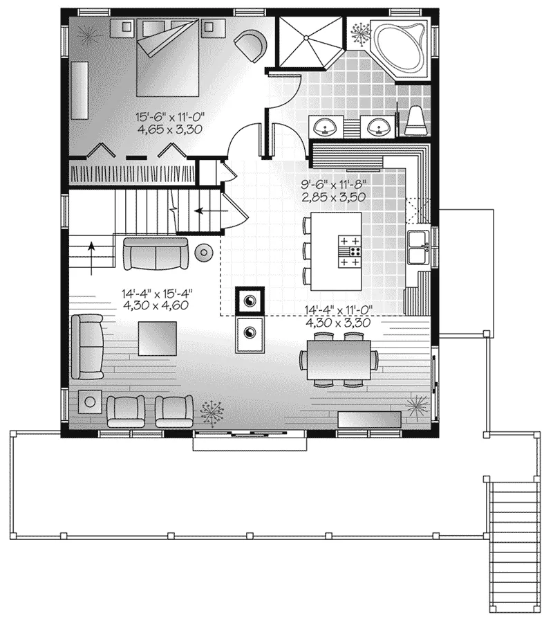 Rustic House Plan First Floor - 032D-1085 - Shop House Plans and More