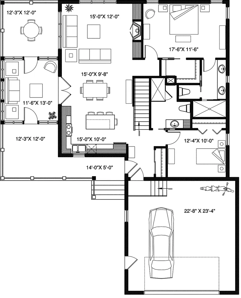 Craftsman House Plan First Floor - 032D-1087 - Shop House Plans and More