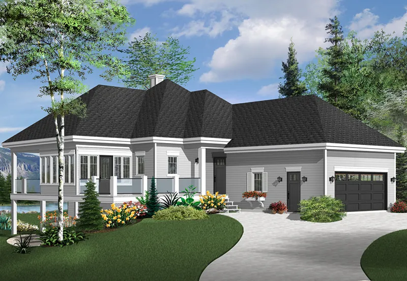 Ranch House Plan Front of Home - 032D-1087 - Shop House Plans and More