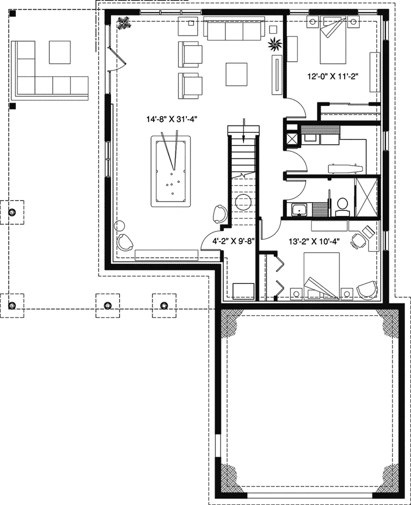 Craftsman House Plan Lower Level Floor - 032D-1087 - Shop House Plans and More
