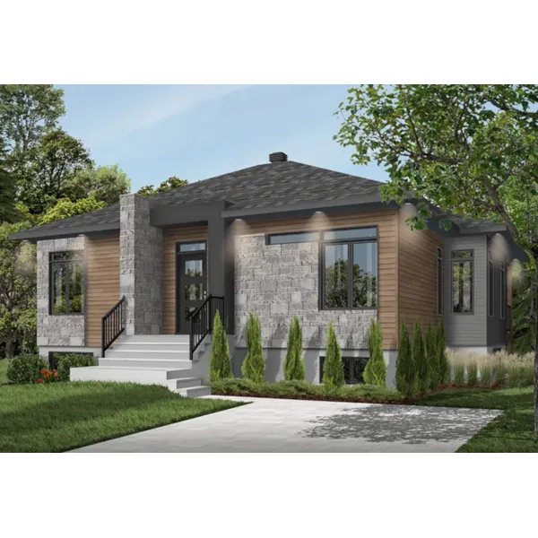 Contemporary House Plan Front of Home - Pebble Terrace Modern Home 032D-1088 - Shop House Plans and More