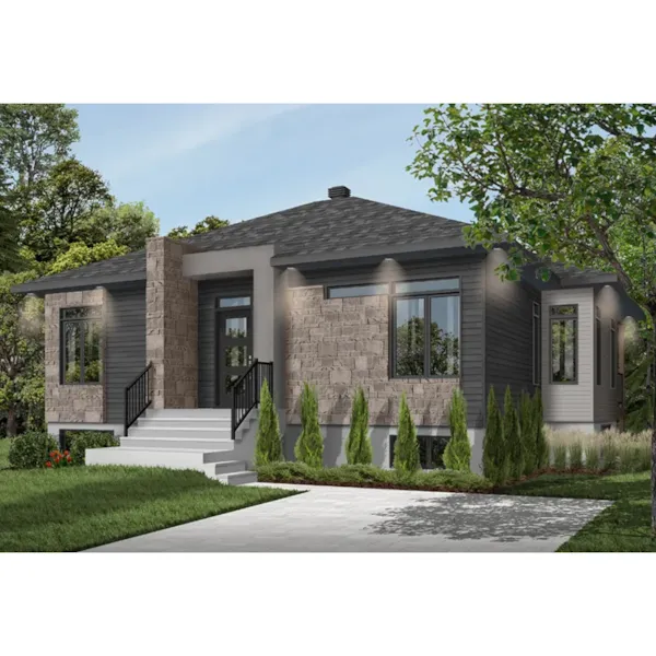 Contemporary House Plan Front Photo 01 - Pebble Terrace Modern Home 032D-1088 - Shop House Plans and More