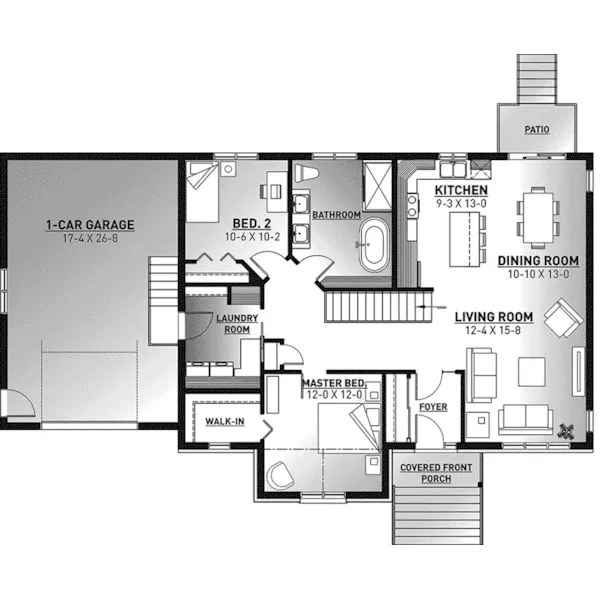 Traditional House Plan First Floor - Romney Ridge Ranch Home 032D-1089 - Shop House Plans and More