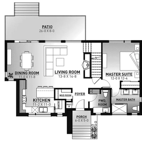 Cabin & Cottage House Plan First Floor - Solimar Modern Home 032D-1090 - Shop House Plans and More