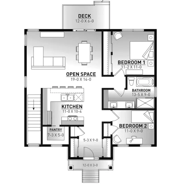 Rustic House Plan First Floor - Wiegand Rustic Ranch Home 032D-1092 - Shop House Plans and More