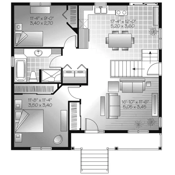 Craftsman House Plan First Floor - Gunter Country Cabin 032D-1095 - Shop House Plans and More