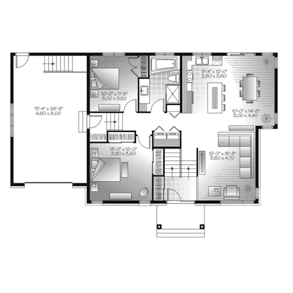 Contemporary House Plan First Floor - Donata Modern Ranch Home 032D-1096 - Shop House Plans and More