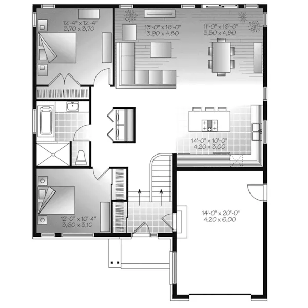 Craftsman House Plan First Floor - Davion Modern Home 032D-1098 - Shop House Plans and More