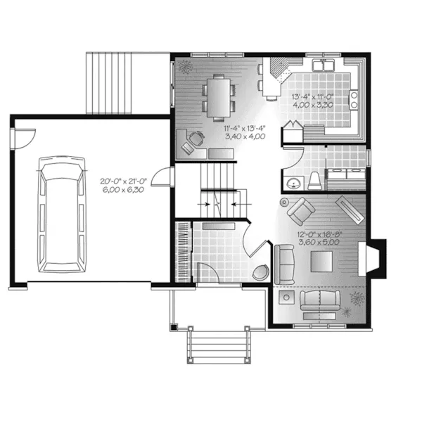 Craftsman House Plan First Floor - Davis Cove Rustic Home 032D-1099 - Shop House Plans and More