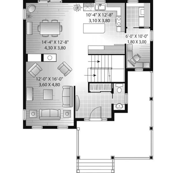 Colonial House Plan First Floor - Apricot Lane Country Home 032D-1100 - Shop House Plans and More