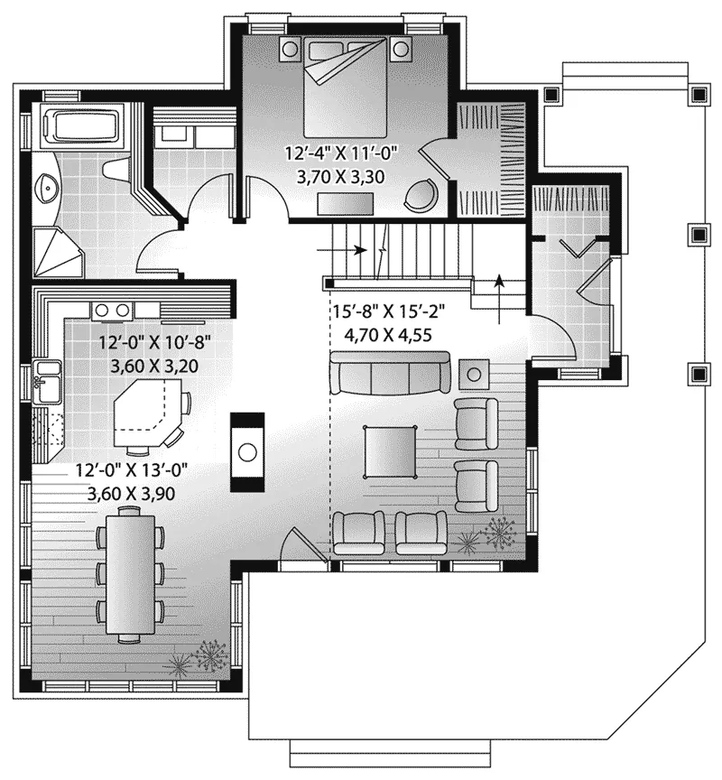 Mountain House Plan First Floor - 032D-1103 - Shop House Plans and More