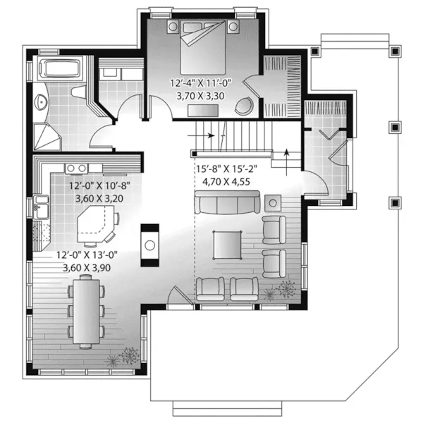 Cabin & Cottage House Plan First Floor - Bucks Trail Rustic Home 032D-1103 - Shop House Plans and More