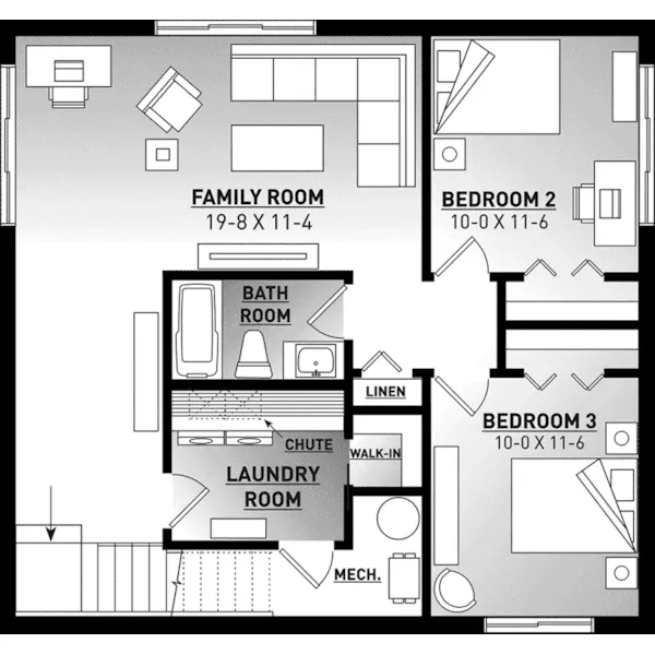 Rustic House Plan Lower Level Floor - Wembley Modern Farmhouse 032D-1104 - Shop House Plans and More